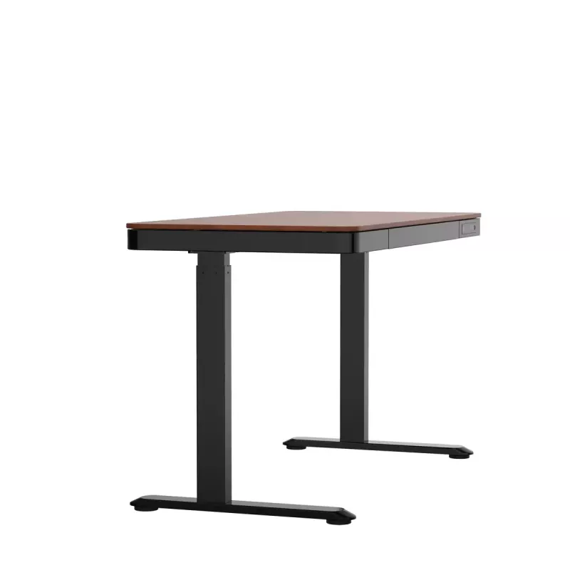 Stalas ActiveJet ET119W-C elektrinis reguliuojamo aukščio 140x70 cm juoda/riešutas su USB-A ir USB-C prievadais