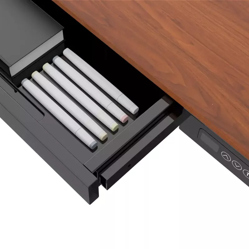 Stalas ActiveJet ET119W-C elektrinis reguliuojamo aukščio 140x70 cm juoda/riešutas su USB-A ir USB-C prievadais