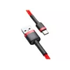 USB-A į USB-C laidas Baseus Cafule – USB 2.0 A→C, QC3.0 įkrovimo palaikymas, nailoninis pintas, raudonas