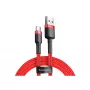 USB-A į USB-C laidas Baseus Cafule – USB 2.0 A→C, QC3.0 įkrovimo palaikymas, nailoninis pintas, raudonas