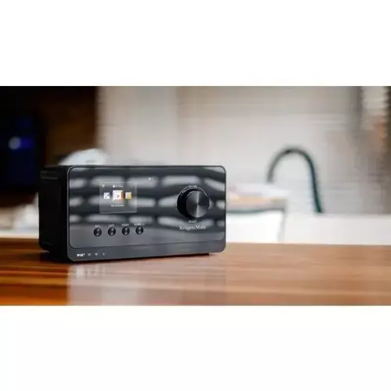 Internetinis radijas Krüger&Matz KM0816.1 – Juodas, Bluetooth 5.2, FM, 2×7 W, 430 išankstinių nustatymų, nuotolinio valdymo pultas, 3,5 mm ausinės
