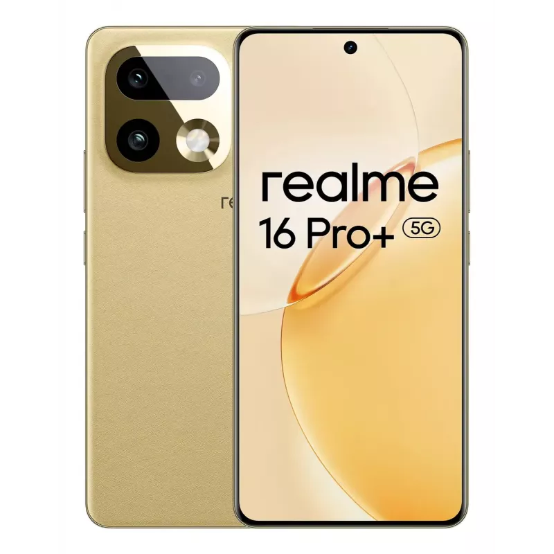Išmanusis telefonas REALME realme 16 Pro+ 6,8 colio (17,3 cm) 1280×2800, Snapdragon 7 Gen 4, 12 GB RAM, 512 GB, 200 MP, 7000 mAh, Auksinis