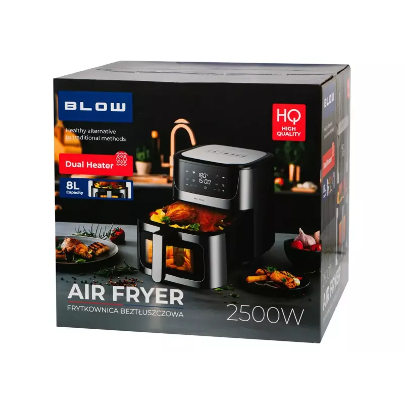Karšto oro gruzdintuvė BLOW AIR FRYER 2500W 8L – 8 programų, 200°C, LCD jutiklinis ekranas, 1,7 kg talpa