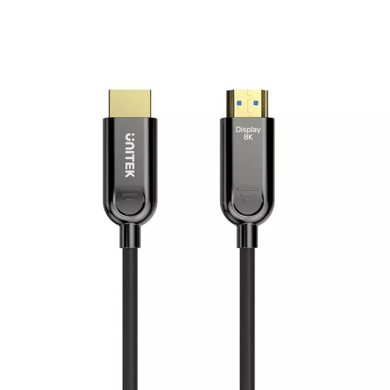 HDMI kabelis Unitek C11085GY01-30M — 30 m, HDMI A tipo kištukas–kištukas, HDMI 2.1, 48 Gbit/s, ARC, paauksuoti kontaktai, juodas