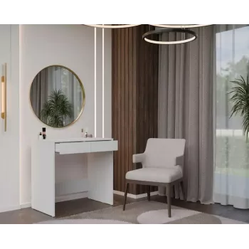Stalinas MARINA 2S, baltas, medžio drožlių plokštė, 810×500×800 mm, 2 stalčiai, laminuotas viršus