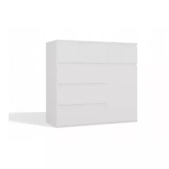 Komoda MALWA 1D5S, 5 stalčių, 1 durelės, balta, 1000×400×930 mm, medžio drožlių plokštė