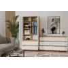 Spinta MALWA SS-90, 900×500×1800 mm, rėmas ąžuolo artisan, balti varstomi durys, 2 stalčiai, medžio drožlių plokštė