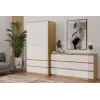 Spinta MALWA SS-90, 900×500×1800 mm, rėmas ąžuolo artisan, balti varstomi durys, 2 stalčiai, medžio drožlių plokštė