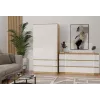 Spinta MALWA SS-90, 900×500×1800 mm, rėmas ąžuolo artisan, balti varstomi durys, 2 stalčiai, medžio drožlių plokštė