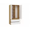 Spinta MALWA SS-90, 900×500×1800 mm, rėmas ąžuolo artisan, balti varstomi durys, 2 stalčiai, medžio drožlių plokštė