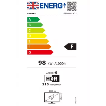 Philips 65PML9019 165,1 cm (65 coliai) 4K Ultra HD išmanusis televizorius su Ambilight, QD MiniLED, Wi-Fi, pilkas