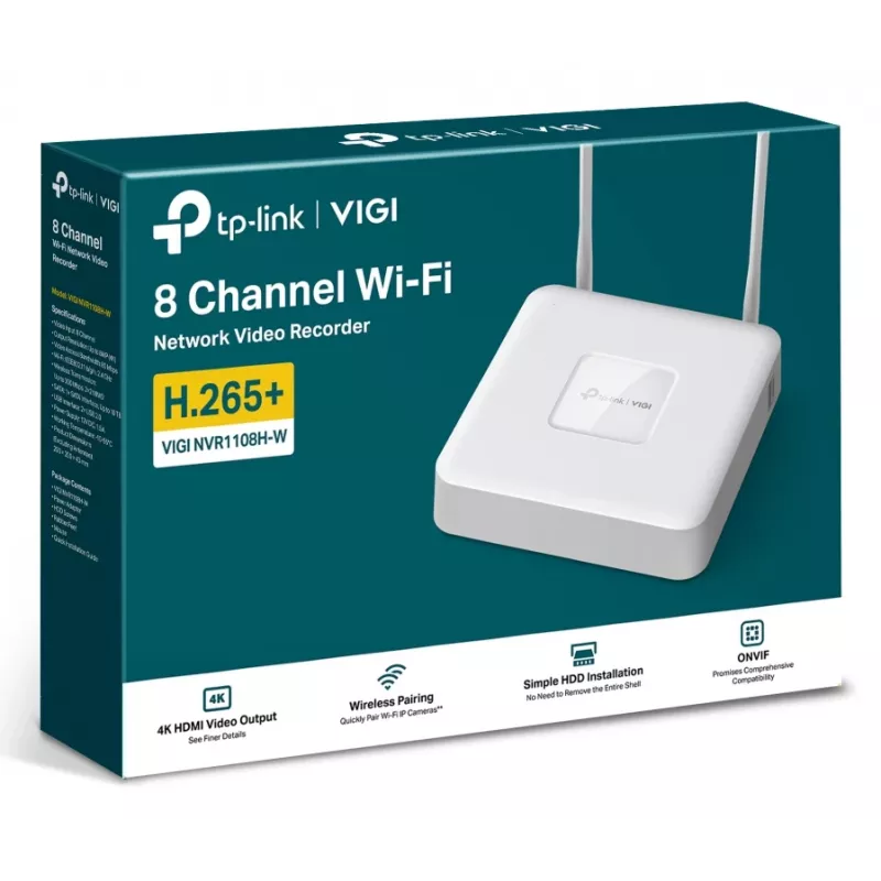 TP-Link VIGI NVR1108H-W tinklinis vaizdo registratorius 8 kanalai 4K
