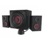 Garsiakalbių rinkinys GENESIS Helium 610BT 2.1, 60 W RMS, Bluetooth, laidinis, raudonas/juodas, kompaktiškas žemųjų dažnių garsiakalbis