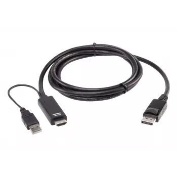 ATEN True 4K 1.8M HDMI į DisplayPort laidas, 1,8 m, HDMI + USB, DisplayPort, Kištukas, Kištukas, Tiesus