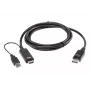 ATEN True 4K 1.8M HDMI į DisplayPort laidas, 1,8 m, HDMI + USB, DisplayPort, Kištukas, Kištukas, Tiesus