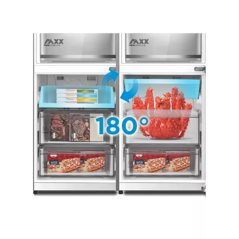 Laisvai pastatomas kombinuotas šaldytuvas Midea MDRB548MME46, 401 L — No Frost, 271 L šaldytuvas / 130 L šaldiklis, 186 cm, 35 dB, energijos klasė E, pilka