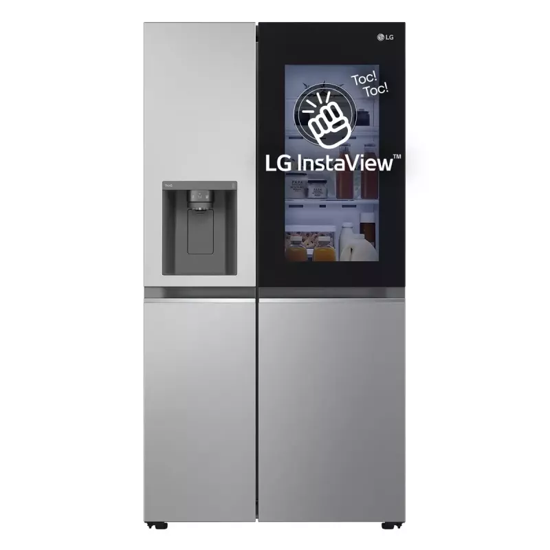 Šaldytuvas su šaldikliu LG GSGV81PYLL, 635 L bendras, šaldytuvas 416 L, šaldiklis 219 L, metalinis sidabras