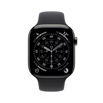 Apple Watch Series 11 GPS + Cellular 46mm Slate Titanium korpusas Juodas sportinis dirželis M/L