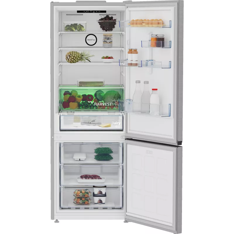 Šaldytuvas-šaldiklis Beko B3RCNE564HXB laisvai pastatomas 490 L sidabrinis