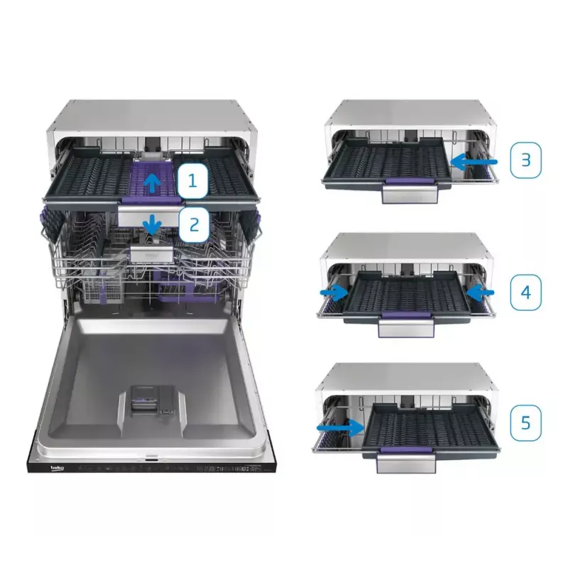 Laisvai pastatoma indaplovė BEKO DEN48530X, 15 stalvių, 8 programų, 44 dB, 598×850×600 mm