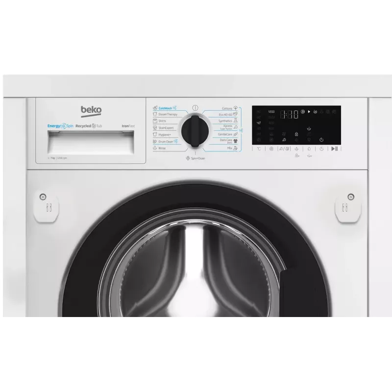 Skalbimo mašina BEKO B3WBT671415W – 7 kg, 1200 aps./min., A klasė, 60×55×82 cm, skaitmeninis ekranas, garo funkcija, nerūdijančio plieno būgnas