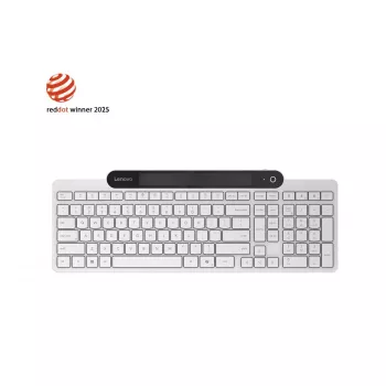 Belaidė Bluetooth klaviatūra Lenovo 800 – JAV anglų išdėstymas, savaiminio įkrovimo, balta