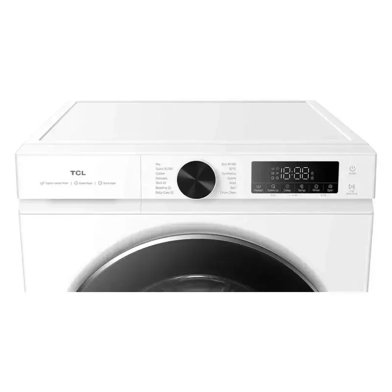 Skalbimo mašina TCL FP0944WA0 – priekinė, 9 kg, 1400 aps./min., A klasė, LED ekranas, garų funkcija, 60×56×85 cm, balta