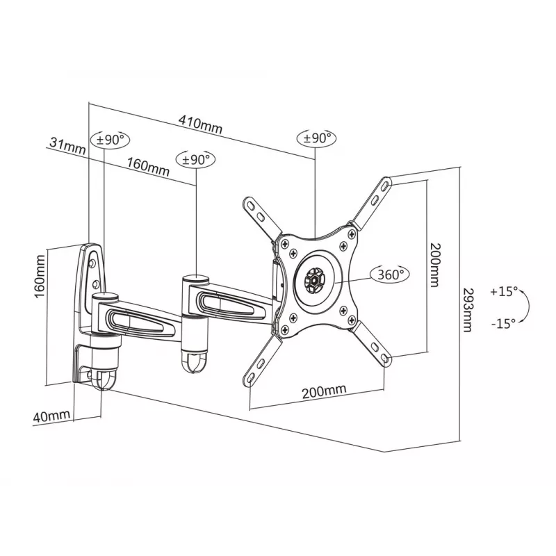 Laikiklis monitoriui Multibrackets M VESA Flexarm 360 III juodas 75 100 200