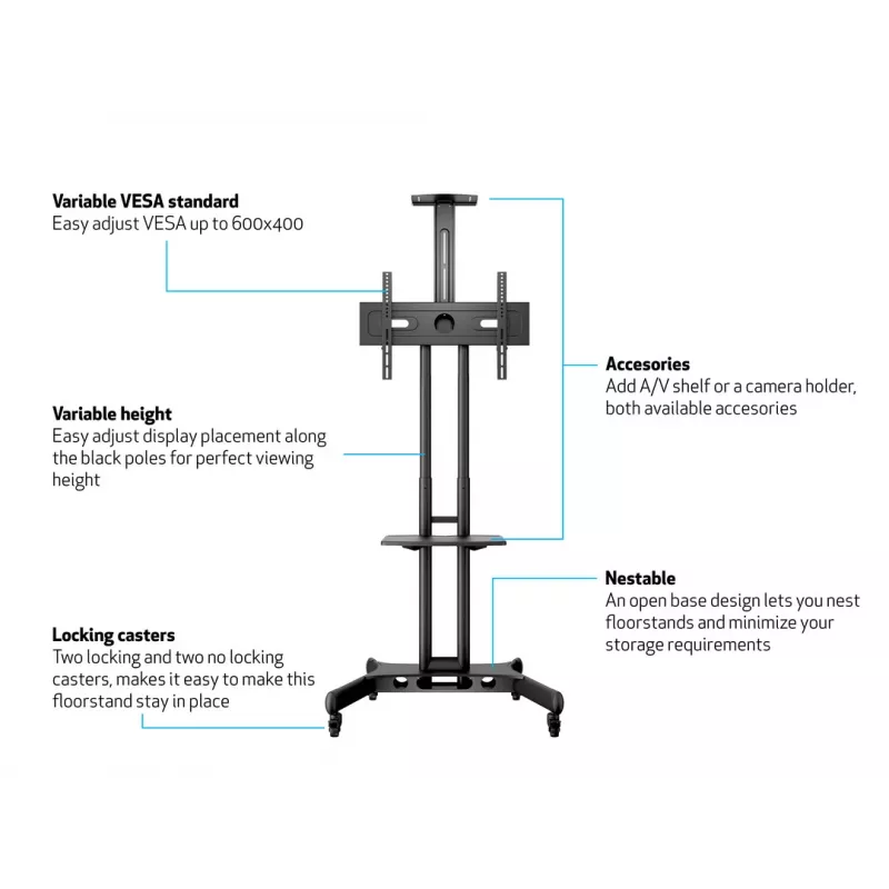 Multibrackets M Public Floorstand Basic 150 su lentyna ir laikikliu kamerai