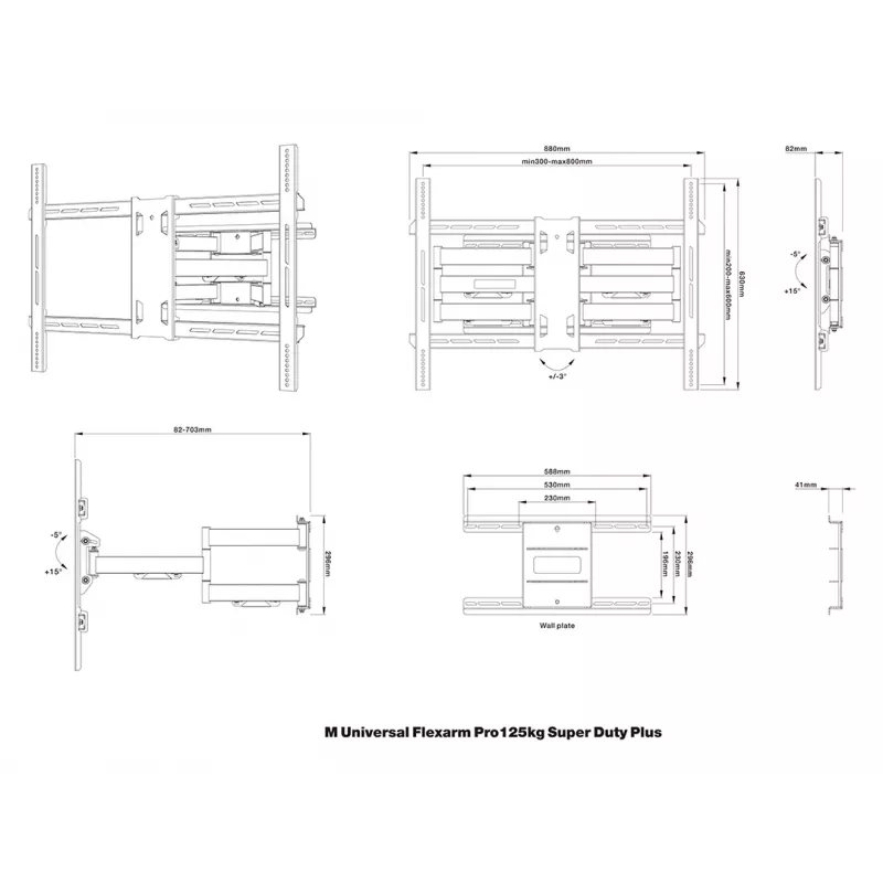 Multibrackets M Universal Flexarm Pro 125kg Super Duty Plus sieninis laikiklis