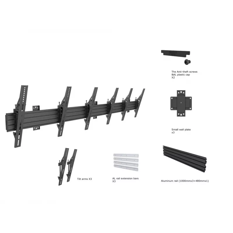 Sieninis laikiklis Multibrackets M Wallmount Pro MBW3U Tilt Black
