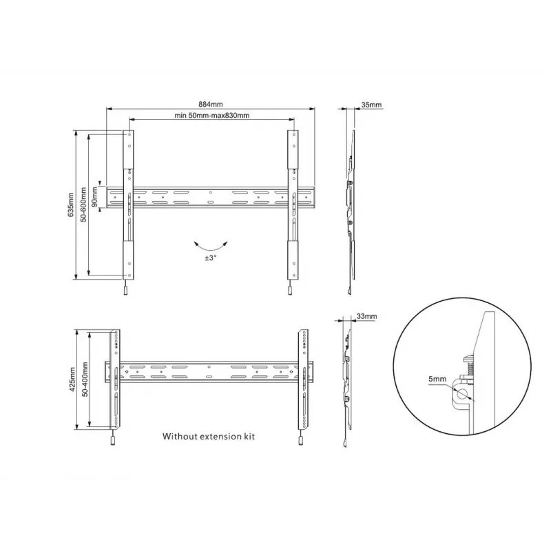 Multibrackets M Universal Wallmount Fixed X Large – stacionarus laikiklis televizoriui
