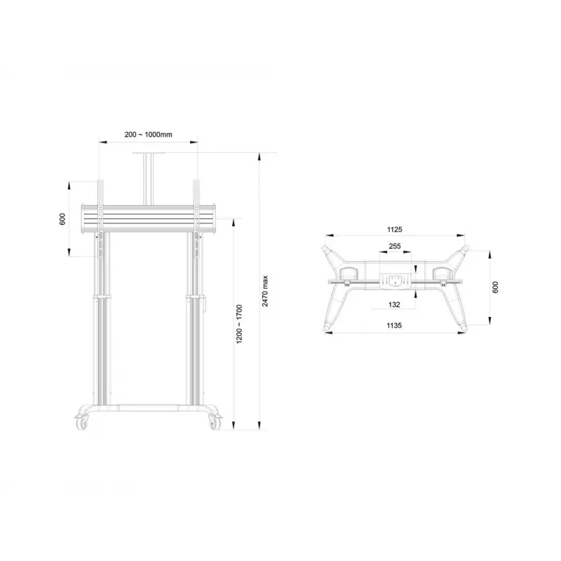 Multibrackets M Motorized Public Floorstand Dual Pillar 180 HD – mobilus motorizuotas stovas televizoriams
