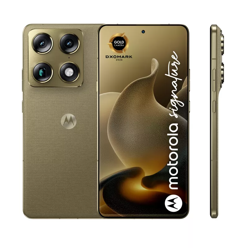 Motorola signature 17,2 cm (6,78 col.) 5G išmanusis telefonas, Dual SIM, Android 16.0, USB Type-C, 16 GB RAM, 512 GB atminties, 5200 mAh, auksinis