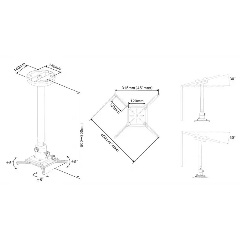 Multibrackets M Universal Projector Ceiling Mount 500-800 su FineTune