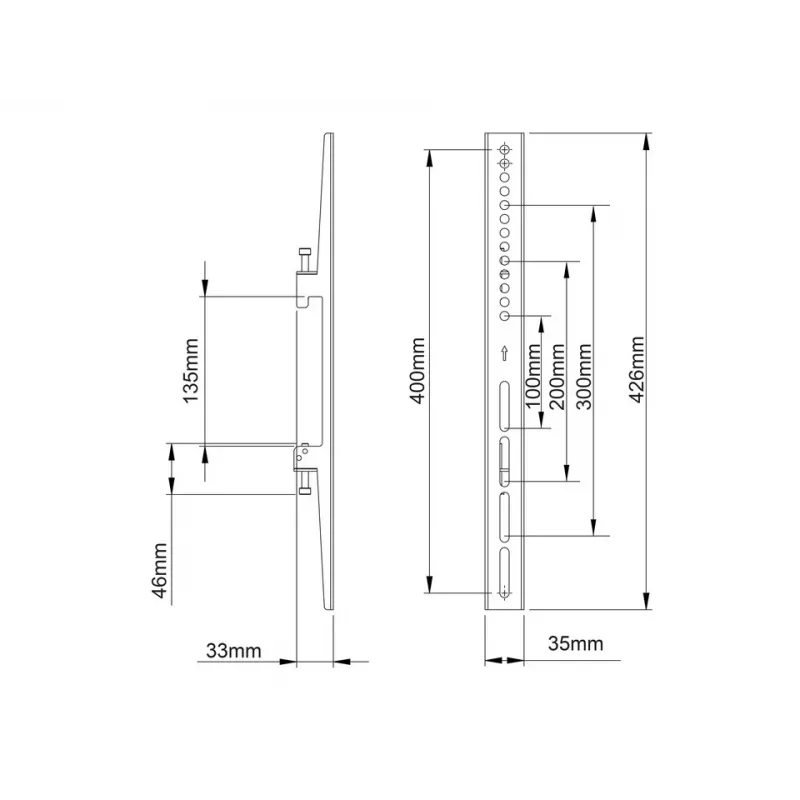 Plookščio ekrano tvirtinimo rankena Multibrackets M Pro Series fiksuotos rankenos 400mm