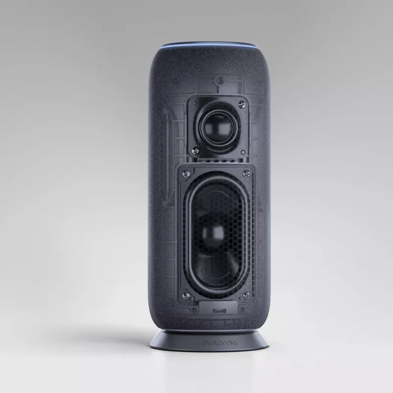 Mono nešiojamas garsiakalbis Motorola moto sound flow Carbon — 30 W RMS, USB-C, belaidis, audinio korpusas