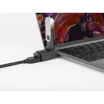 Manhattan USB-C 3 prievadų USB centras, ypač kompaktiškas, 3x USB-A prievadai (1x 5 Gbps USB 3.2 Gen1, 3x 480 Mbps USB 2.0), maitinamas iš USB