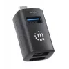 Manhattan USB-C 3 prievadų USB centras, ypač kompaktiškas, 3x USB-A prievadai (1x 5 Gbps USB 3.2 Gen1, 3x 480 Mbps USB 2.0), maitinamas iš USB