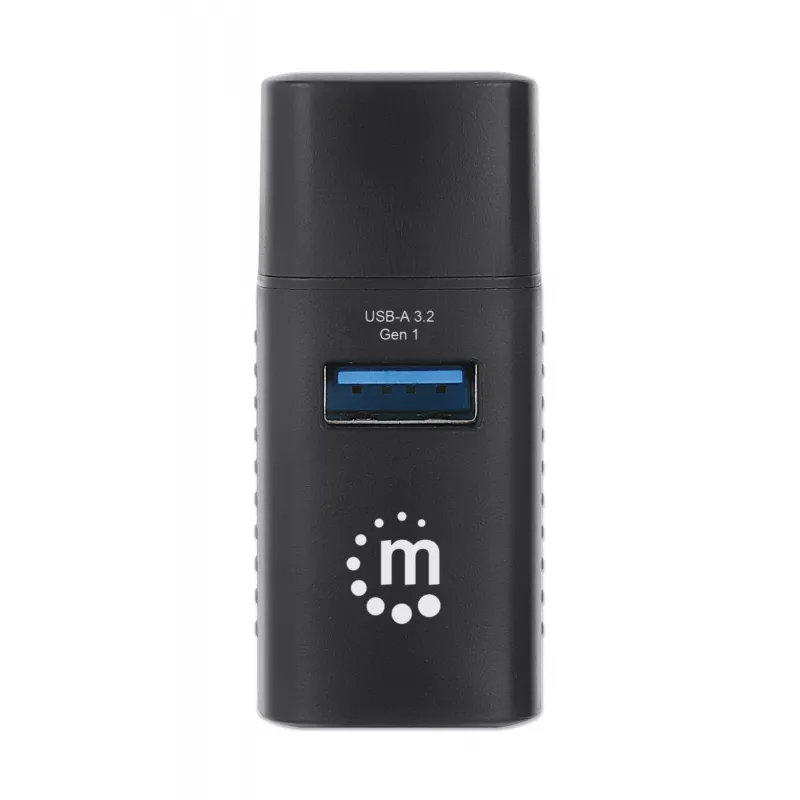 Manhattan USB-C 3 prievadų USB centras, ypač kompaktiškas, 3x USB-A prievadai (1x 5 Gbps USB 3.2 Gen1, 3x 480 Mbps USB 2.0), maitinamas iš USB