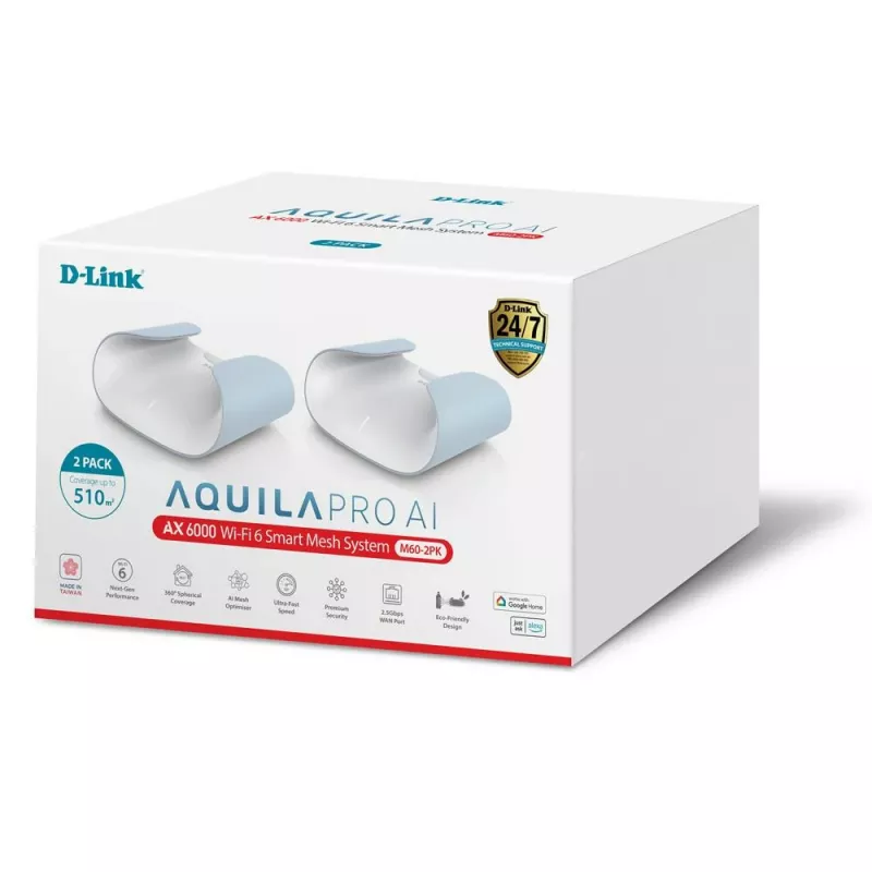 D-Link AQUILA PRO AI AX6000 Wi-Fi 6 išmanusis tinklo rinkinys - 2 vnt.