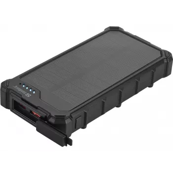 Sandberg Solar Powerbank CampLED 10000, 10000 mAh, nešiojamas saulės energijos bankas su LED lempa, juodas