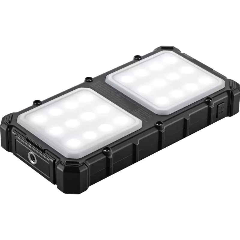 Sandberg Solar Powerbank CampLED 10000, 10000 mAh, nešiojamas saulės energijos bankas su LED lempa, juodas