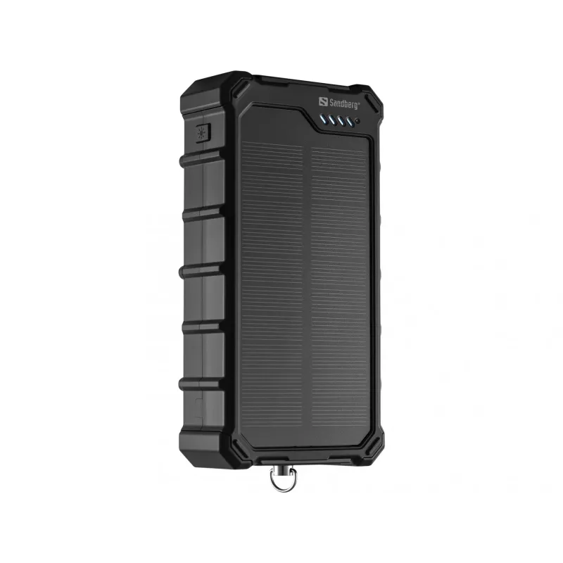 Sandberg Solar Powerbank CampLED 20000, 20000 mAh, programuojamas maitinimo šaltinis (PPS), 3.7 V, 15 W, juoda