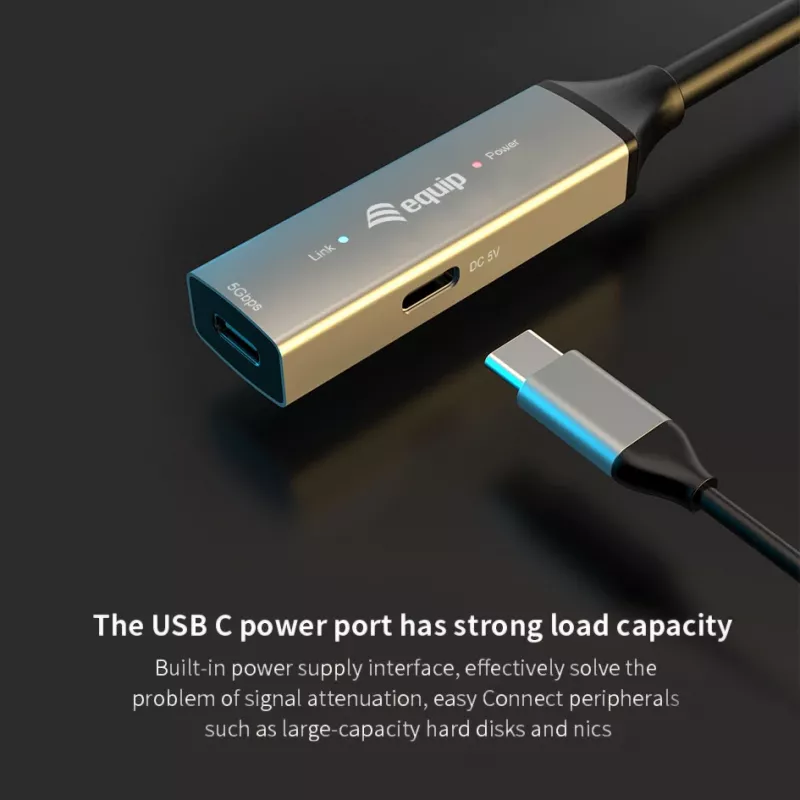 Aktyvus USB-C prailginimo kabelis EQUIP 10 m, USB 3.2 Gen 1 (5 Gbps), juodas
