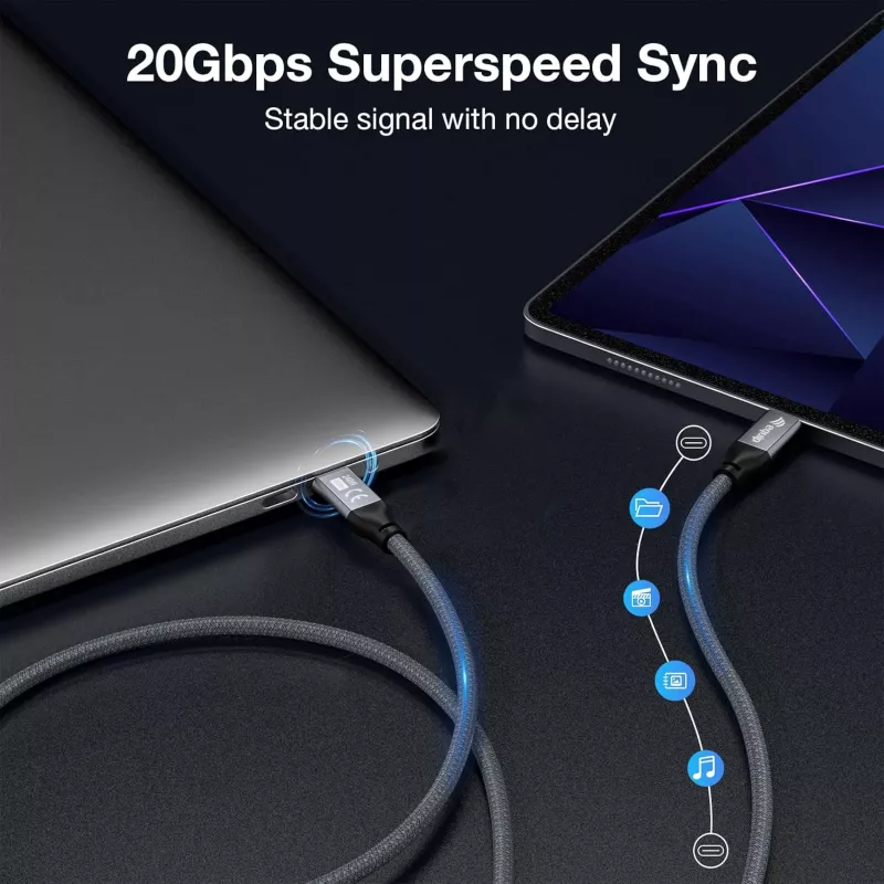 USB-C į USB-C laidas EQUIP 2,0 m — USB 3.2 Gen 2x2, 20 Gbps, PD 240W, 4K/60Hz, juodas