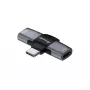 Adapteris USB-C OTG 2-in-1 EQUIP 133479 — 100W PD, 10Gbps, 1x USB-C į 2x USB-C, pilkas