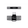 Adapteris USB-C OTG 2-in-1 EQUIP 133479 — 100W PD, 10Gbps, 1x USB-C į 2x USB-C, pilkas