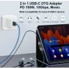Adapteris USB-C OTG 2-in-1 EQUIP 133479 — 100W PD, 10Gbps, 1x USB-C į 2x USB-C, pilkas
