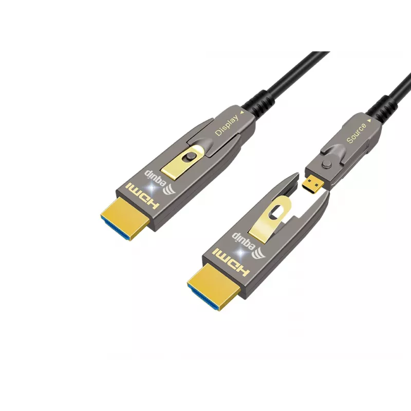 EQUIP HDMI 2.0 aktyvus optinis kabelis 15 m — atjungiamas A/D, 4K@60Hz, 18 Gbit/s, paauksuoti kontaktai